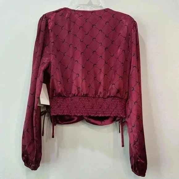 Meraki Juniors Long Sleeve Deep Plunge Neck Blouse - Size S - Picture 8 of 12